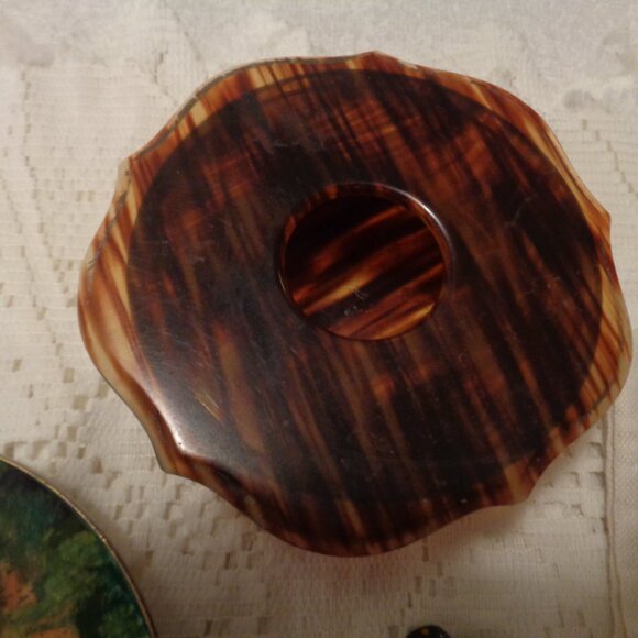 JAPAN NATURE PLATE FAUX TORTISE SHELL VANITY NAPKINS SLAVIC PIN LACE RUN LOT - Picture 6 of 16